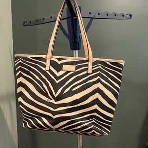 Coach Black and Cream Zebra Print Tote Bag